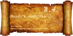 Mazák Adélia névjegykártya